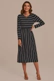 Black And White Long Sleeve Round Neck Stripe Midi Dress 7 Black And White Long Sleeve Round Neck Stripe Midi Dress - Image 5