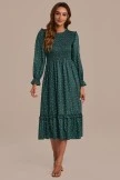 Green Long Sleeve High Neck Polka Dot Midi Dress 6 Green Long Sleeve High Neck Polka Dot Midi Dress - Image 4