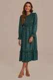 Green Long Sleeve High Neck Polka Dot Midi Dress 5 Green Long Sleeve High Neck Polka Dot Midi Dress - Image 3