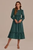 Green Long Sleeve High Neck Polka Dot Midi Dress 7 Green Long Sleeve High Neck Polka Dot Midi Dress - Image 5