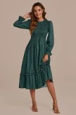 Green Long Sleeve High Neck Polka Dot Midi Dress 8 Green Long Sleeve High Neck Polka Dot Midi Dress - Image 6