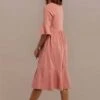 3/4 Length Bell Sleeve Round Neck Summer Midi Mom Dress With Pocket 2 3/4 Length Bell Sleeve Round Neck Summer Midi Mom Dress With Pocket -Saucony Store 7e1a1424