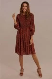 Rust 3/4 Length Sleeve Knee Length Floral Dress 5 Rust 3/4 Length Sleeve Knee Length Floral Dress - Image 3