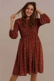 Rust 3/4 Length Sleeve Knee Length Floral Dress 7 Rust 3/4 Length Sleeve Knee Length Floral Dress - Image 5