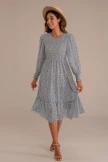 Long Sleeve Round Neck Tiered Floral Midi Dress 8 Long Sleeve Round Neck Tiered Floral Midi Dress - Image 6