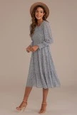 Long Sleeve Round Neck Tiered Floral Midi Dress 7 Long Sleeve Round Neck Tiered Floral Midi Dress - Image 5