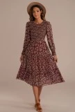 Long Sleeve Round Neck Tiered Floral Midi Dress 9 Long Sleeve Round Neck Tiered Floral Midi Dress - Image 7