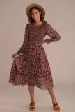 Long Sleeve Round Neck Tiered Floral Midi Dress 11 Long Sleeve Round Neck Tiered Floral Midi Dress - Image 9