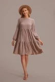 Solid Color Long Sleeve Round Neck High Waist Mini Dress 5 Solid Color Long Sleeve Round Neck High Waist Mini Dress - Image 3