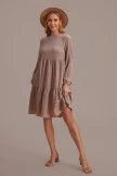 Solid Color Long Sleeve Round Neck High Waist Mini Dress 7 Solid Color Long Sleeve Round Neck High Waist Mini Dress - Image 5