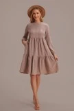 Solid Color Long Sleeve Round Neck High Waist Mini Dress 8 Solid Color Long Sleeve Round Neck High Waist Mini Dress - Image 6