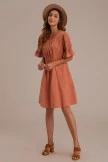 Dark Salmon Ruffle Sleeve Round Neck Mom Midi Dress 6 Dark Salmon Ruffle Sleeve Round Neck Mom Midi Dress - Image 4
