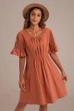 Dark Salmon Ruffle Sleeve Round Neck Mom Midi Dress 8 Dark Salmon Ruffle Sleeve Round Neck Mom Midi Dress - Image 6