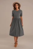 Short Sleeve Round Neck Casual Midi Dress With Pockets