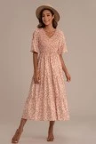 Saucony Store 7 Floral Short Sleeve V Neck Smocked Tiered Midi Dress
