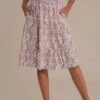 Lavender Floral Elastic Waist Midi Skirt -Saucony Store brld2051205 1
