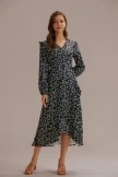 Black Floral Long Sleeve V Neck Midi Dress 5 Black Floral Long Sleeve V Neck Midi Dress - Image 3