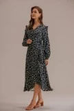 Black Floral Long Sleeve V Neck Midi Dress 6 Black Floral Long Sleeve V Neck Midi Dress - Image 4