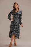 Black Floral Long Sleeve V Neck Midi Dress 7 Black Floral Long Sleeve V Neck Midi Dress - Image 5