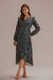 Black Floral Long Sleeve V Neck Midi Dress 8 Black Floral Long Sleeve V Neck Midi Dress - Image 6