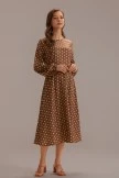 Brown Polka Dots Long Sleeve Round Neck Midi Dress 5 Brown Polka Dots Long Sleeve Round Neck Midi Dress - Image 3