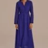 Dark Blue Long Sleeve V Neck Tiered Maxi Dress -Saucony Store brld2071402 1 1