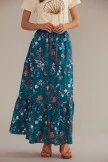 Teal Blue Floral Elastic Waist Ruffle Tiered Maxi Skirt 9 Teal Blue Floral Elastic Waist Ruffle Tiered Maxi Skirt - Image 7