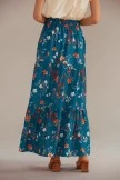 Teal Blue Floral Elastic Waist Ruffle Tiered Maxi Skirt 10 Teal Blue Floral Elastic Waist Ruffle Tiered Maxi Skirt - Image 8