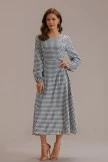 Plaid Long Sleeve Round Neck Midi Dress 5 Plaid Long Sleeve Round Neck Midi Dress - Image 3