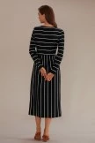Black And White Long Sleeve Round Neck Stripe Midi Dress 10 Black And White Long Sleeve Round Neck Stripe Midi Dress - Image 8