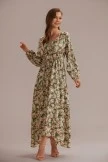 Floral Long Sleeve V Neck Buttons Maxi Dress With Pockets 5 Floral Long Sleeve V Neck Buttons Maxi Dress With Pockets - Image 3