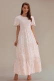 Floral Short Sleeve Round Neck Smocked Tiered Maxi Dress