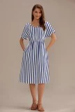 Sailor Stripe Short Sleeve V Neck Midi Dress With Pockets 5 Sailor Stripe Short Sleeve V Neck Midi Dress With Pockets - Image 3