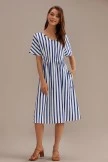 Sailor Stripe Short Sleeve V Neck Midi Dress With Pockets 7 Sailor Stripe Short Sleeve V Neck Midi Dress With Pockets - Image 5