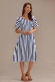Sailor Stripe Short Sleeve V Neck Midi Dress With Pockets 8 Sailor Stripe Short Sleeve V Neck Midi Dress With Pockets - Image 6