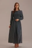Black Floral Long Sleeve Round Neck Smocked Maxi Dress With Pockets 5 Black Floral Long Sleeve Round Neck Smocked Maxi Dress With Pockets - Image 3