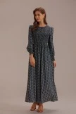 Black Floral Long Sleeve Round Neck Smocked Maxi Dress With Pockets 7 Black Floral Long Sleeve Round Neck Smocked Maxi Dress With Pockets - Image 5