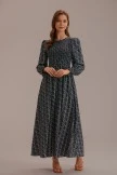 Black Floral Long Sleeve Round Neck Smocked Maxi Dress With Pockets 8 Black Floral Long Sleeve Round Neck Smocked Maxi Dress With Pockets - Image 6