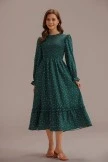 Green Long Sleeve High Neck Polka Dot Midi Dress 9 Green Long Sleeve High Neck Polka Dot Midi Dress - Image 7