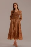Mocha Dot Long Sleeve V Neck Smocked Maxi Dress 9 Mocha Dot Long Sleeve V Neck Smocked Maxi Dress - Image 7