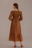 Mocha Dot Long Sleeve V Neck Smocked Maxi Dress 10 Mocha Dot Long Sleeve V Neck Smocked Maxi Dress - Image 8