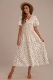 Floral Short Sleeve V Neck Smocked Tiered Maxi Dress 5 Floral Short Sleeve V Neck Smocked Tiered Maxi Dress - Image 3