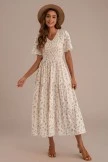 Floral Short Sleeve V Neck Smocked Tiered Maxi Dress 6 Floral Short Sleeve V Neck Smocked Tiered Maxi Dress - Image 4
