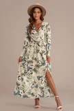 Floral Long Sleeve V Neck Tie Waist Maxi Dress 6 Floral Long Sleeve V Neck Tie Waist Maxi Dress - Image 4