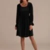 Black Long Sleeve Square Neck Midi Dress -Saucony Store brld22033003 1