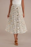 Floral Elastic Waist Buttons Midi Skirt 3 Floral Elastic Waist Buttons Midi Skirt