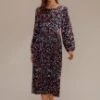 Multi 3/4 Sleeve Crew Neck Confetti Print Midi Dress 1 Multi 3/4 Sleeve Crew Neck Confetti Print Midi Dress -Saucony Store brld22090801 1