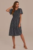 Black Short Sleeve Round Neck Smocked Midi Dress 8 Black Short Sleeve Round Neck Smocked Midi Dress - Image 6