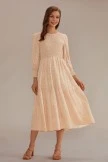 Floral Long Sleeve Round Neck Smocked Tiered Midi Dress