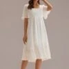 Floral Short Sleeve Crew Neck Smocked Midi Dress -Saucony Store brld3012606 1